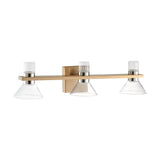 Blake 25-inch 6-light Champagne Gold and Polished Nickel 5CCT LED Vanity Light with Clear and Clear Ribbed Glass
