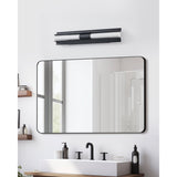 Colton 30-inch 2-light Textured Black 5CCT LED Vanity Light with Etched Opal Glass Shades