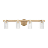 Bedminster 30-inch 4-light Champagne Gold Vanity Light with Clear Ribbed Glass Shades