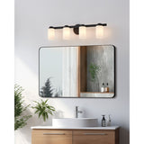 Bedminster 30-inch 4-light Matte Black Vanity Light with Etched Opal Ribbed Glass Shades