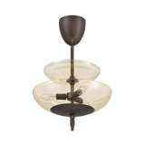 Fiorello 14-inch 3-light Forged Bronze Convertible Pendant with Smoked Amber Glass Shades