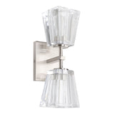 Valentin 13-inch 2-light Brushed Nickel Vanity Light with Clear Pressed Glass Shades