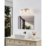 Valentin 15-inch 2-light Brushed Nickel Vanity Light with Clear Pressed Glass Shades