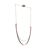 Ayers 43-inch 1-light Champagne Gold with Black and Brown Faux Leather 5CCT LED Linear Chandelier
