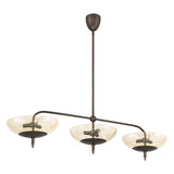 Fiorello 54-inch 9-light Forged Bronze Linear Chandelier with Smoked Amber Glass Shades