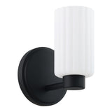Bedminster 5-inch 1-light Matte Black Vanity Light with Etched Opal Ribbed Glass Shade