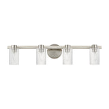 Bedminster 30-inch 4-light Brushed Nickel Vanity Light with Clear Ribbed Glass Shades
