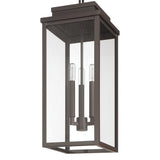 Hillside 9-inch 3-light Dark Bronze Exterior Pendant Light with Clear Glass