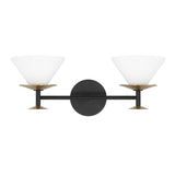 Tremolo 20-inch 2-light Matte Black and Champagne Gold Vanity Light with Etched Opal Glass