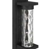 Lionel 14-inch Textured Black LED Exterior Wall Sconce with Clear Water Glass Shade
