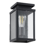 Overton 9-inch 1-light Matte Black Exterior Wall Sconce with Clear Antique Glass