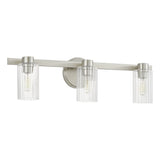 Bedminster 24-inch 3-light Brushed Nickel Vanity Light with Clear Ribbed Glass Shades