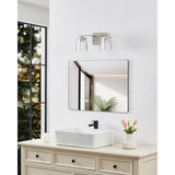 Valentin 15-inch 2-light Brushed Nickel Vanity Light with Clear Pressed Glass Shades