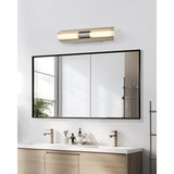 Colton 24-inch 2-light Brushed Nickel 5CCT LED Vanity Light with Etched Opal Glass Shades