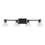 Gilford 33-inch 4-light Matte Black Vanity Light with Clear Glass Shades