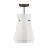 Bryony 12-inch 1-light Forged Bronze Convertible Pendant with White Synthetic Silk Shade