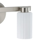 Bedminster 14-inch 2-light Brushed Nickel Vanity Light with Etched Opal Ribbed Glass Shades