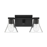Gilford 14-inch 2-light Matte Black Vanity Light with Clear Glass Shades