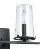 Jared 15-inch 2-light Matte Black Vanity Light with Clear Glass Shades