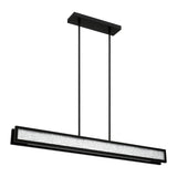 Courtney 48-inch Textured Black 5CCT LED Linear Chandelier with Clear Water Glass