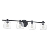 Valentina 30-inch 4-light Matte Black Vanity Light with Clear Glass Shades