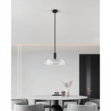 Como 18-inch 1-light Matte Black Convertible Pendant with Clear Ribbed and Opal Glass Shade