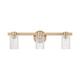 Bedminster 24-inch 3-light Champagne Gold Vanity Light with Clear Ribbed Glass Shades