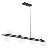 Julep 64-inch 8-light Matte Black Linear Chandelier with Opal Glass Shades