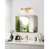 Valentina 15-inch 2-light Champagne Gold Vanity Light with Clear Glass Shades