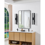 Colton 24-inch 2-light Textured Black 5CCT LED Vanity Light with Etched Opal Glass Shades
