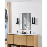 Colton 12-inch 1-light Textured Black 5CCT LED Vanity Light with Etched Opal Glass Shade