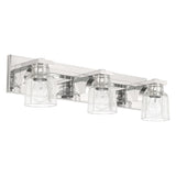 Dryden 24-inch 3-light Polished Nickel Vanity Light with Clear Ribbed Glass Shades