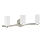 Bedminster 24-inch 3-light Brushed Nickel Vanity Light with Etched Opal Ribbed Glass Shades
