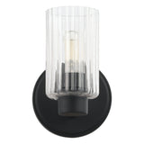 Bedminster 5-inch 1-light Matte Black Vanity Light with Clear Ribbed Glass Shade