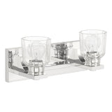 Dryden 15-inch 2-light Polished Nickel Vanity Light with Clear Ribbed Glass Shades