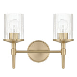 Andrea 15-inch 2-light Champagne Gold Vanity Light with Clear Ribbed Glass Shades