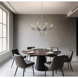 Sussex 36-inch 8-light Polished Nickel and Black Faux Leather Chandelier