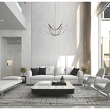 Sussex 40-inch 9-light Polished Nickel and Black Faux Leather Chandelier