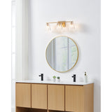 Valentin 24-inch 3-light Champagne Gold Vanity Light with Clear Pressed Glass Shades