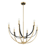 Sussex 29-inch 6-light Champagne Gold and Black Faux Leather Chandelier