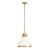 Doyle 13-inch 1-light Natural Brass Pendant Light with Matte White Metal Shade