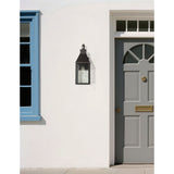 Glencrest 23-inch 1-light Textured Black Exterior Wall Sconce with Clear Water Glass