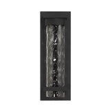 Lionel 14-inch Textured Black LED Exterior Wall Sconce with Clear Water Glass Shade