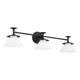 Tremolo 33-inch 3-light Matte Black and Champagne Gold Vanity Light with Etched Opal Glass