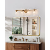 Bedminster 30-inch 4-light Champagne Gold Vanity Light with Clear Ribbed Glass Shades