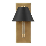 Mcgill 13-inch 1-light Natural Brass Wall Sconce with Matte Black and Gold Metal Shade