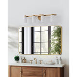 Bedminster 30-inch 4-light Champagne Gold Vanity Light with Etched Opal Ribbed Glass Shades