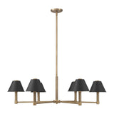 Mcgill 40-inch 6-light Natural Brass Chandelier with Matte Black and Gold Metal Shades