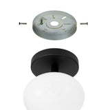 Julep 6-inch 1-light Matte Black Semi-Flush Mount with Opal Glass Shade
