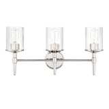 Andrea 24-inch 3-light Polished Nickel Vanity Light with Clear Ribbed Glass Shades